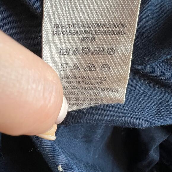 Free People Navy Blue Long Sleeve Women's Cotton One Shoulder Blouse Top Size L - Picture 7 of 8